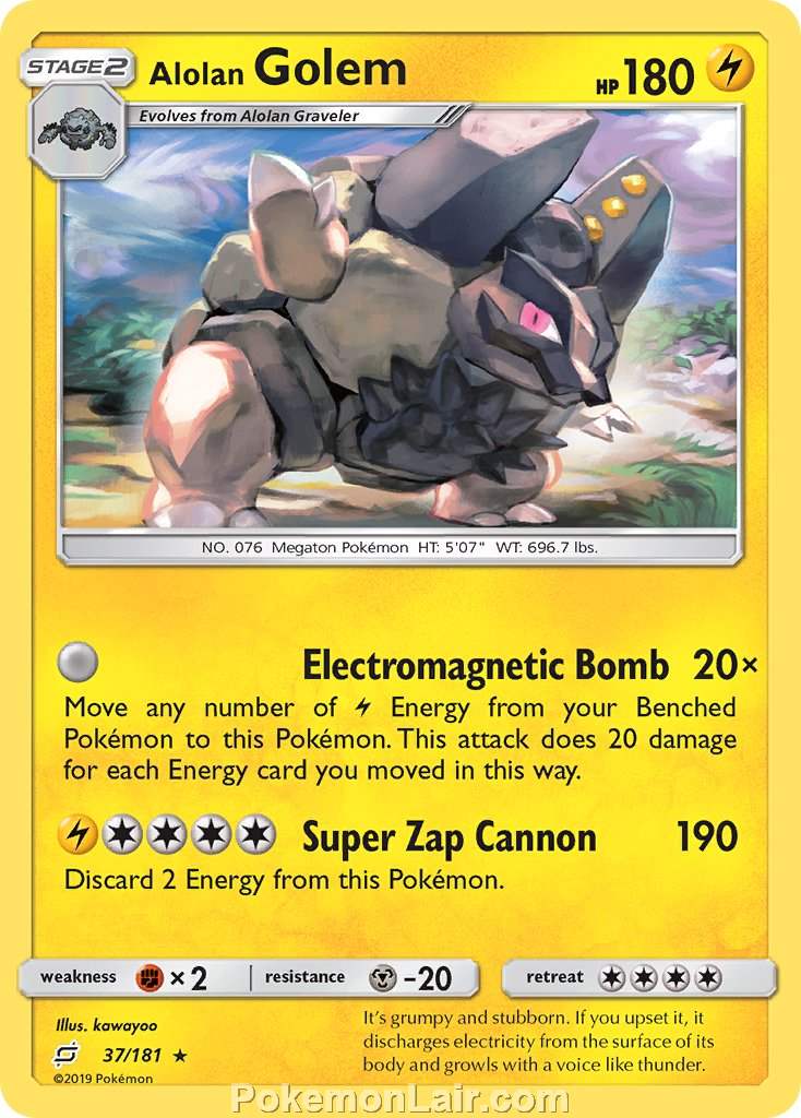 2019 Pokemon Trading Card Game Team Up Price List – 37 Alolan Golem