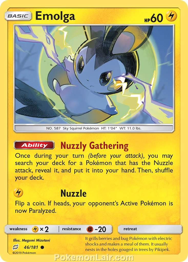 2019 Pokemon Trading Card Game Team Up Price List – 46 Emolga