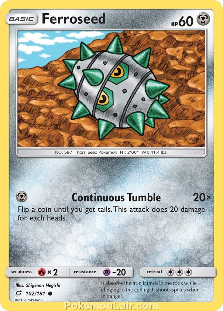 2019 Pokemon Trading Card Game Team Up Set – 102 Ferroseed