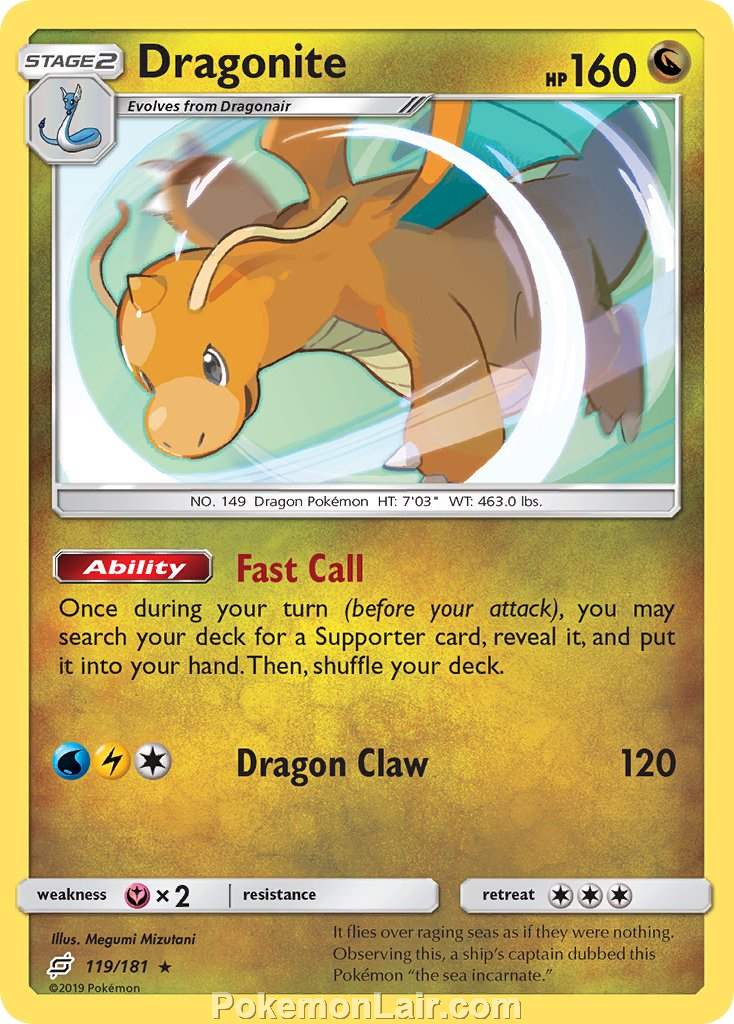 2019 Pokemon Trading Card Game Team Up Set – 119 Dragonite