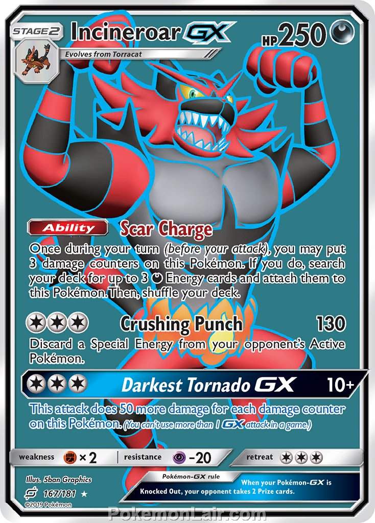 2019 Pokemon Trading Card Game Team Up Set – 167 Incineroar GX