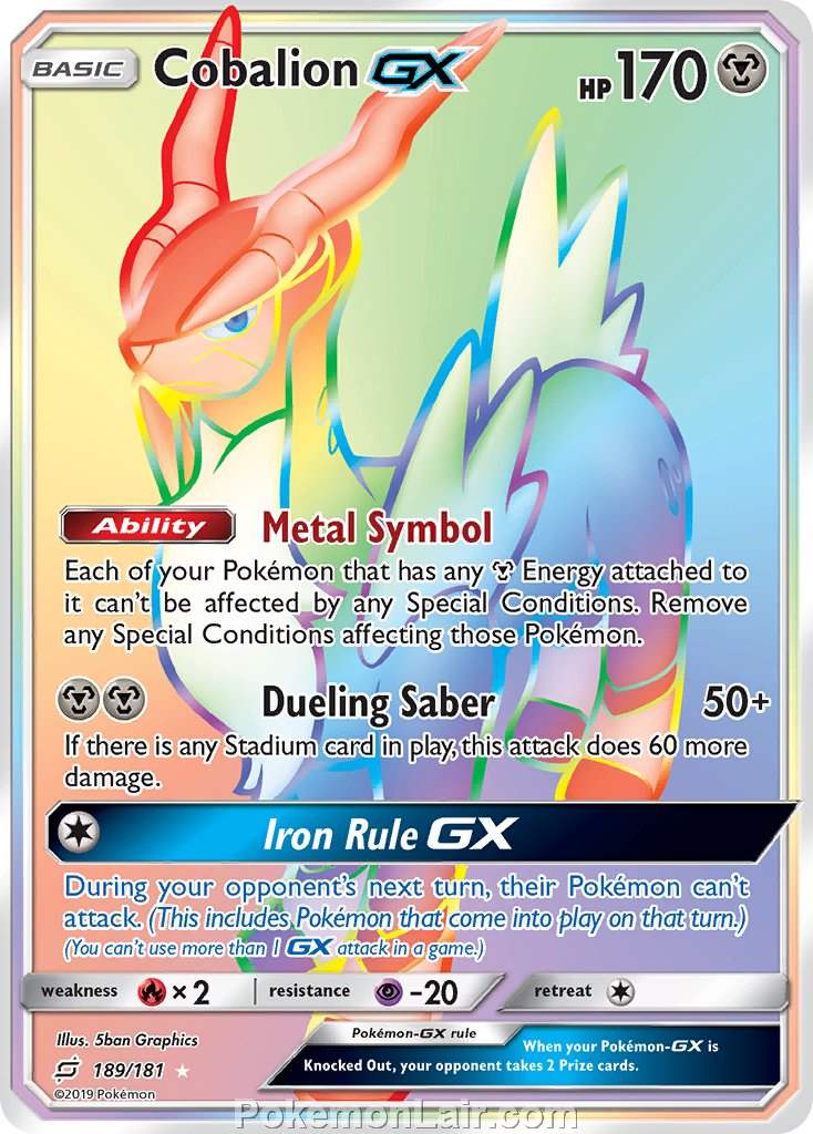 2019 Pokemon Trading Card Game Team Up Set – 189 Cobalion GX