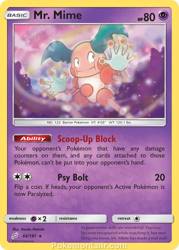 2019 Pokemon Trading Card Game Team Up Set – 66 Mr Mime