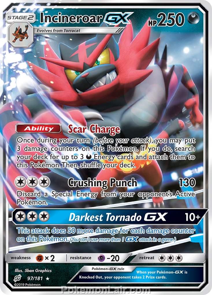 2019 Pokemon Trading Card Game Team Up Set – 97 Incineroar GX