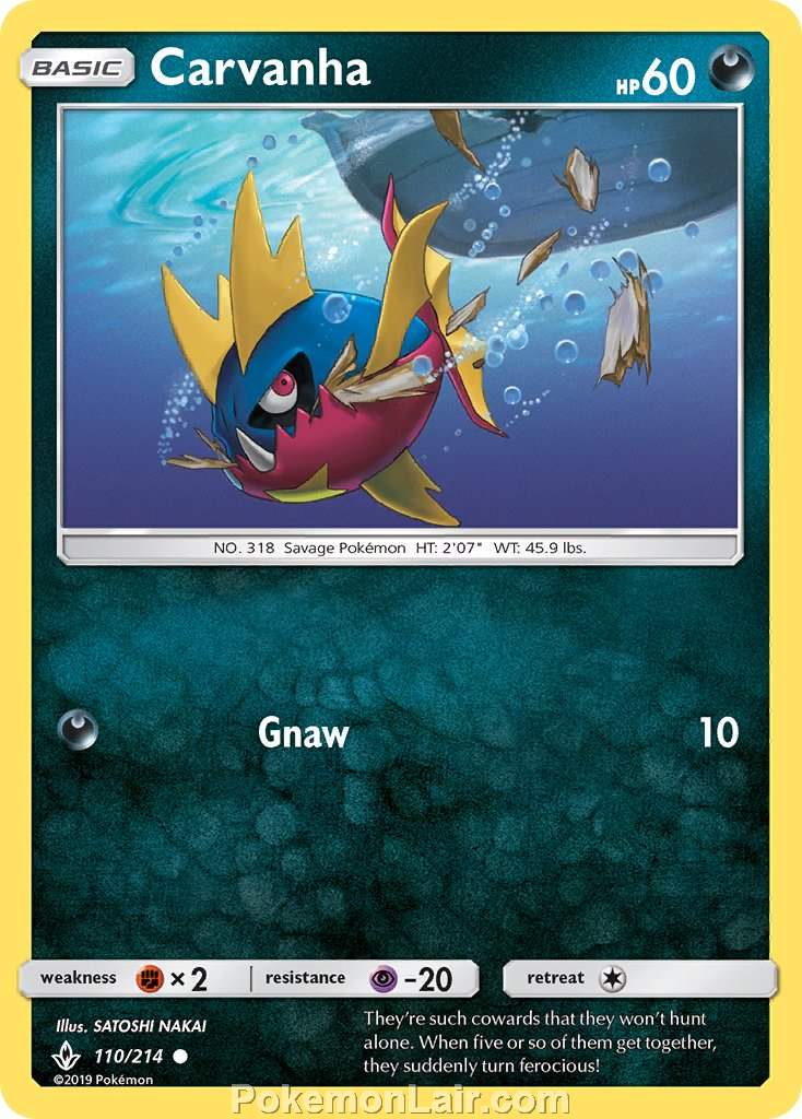 2019 Pokemon Trading Card Game Unbroken Bonds Price List – 110 Carvanha