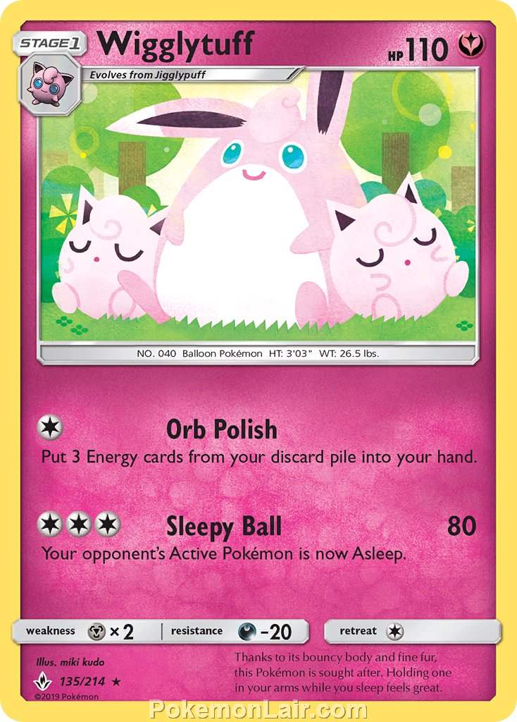 2019 Pokemon Trading Card Game Unbroken Bonds Price List – 135 Wigglytuff