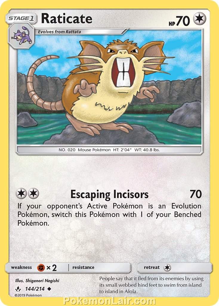 2019 Pokemon Trading Card Game Unbroken Bonds Price List – 144 Raticate