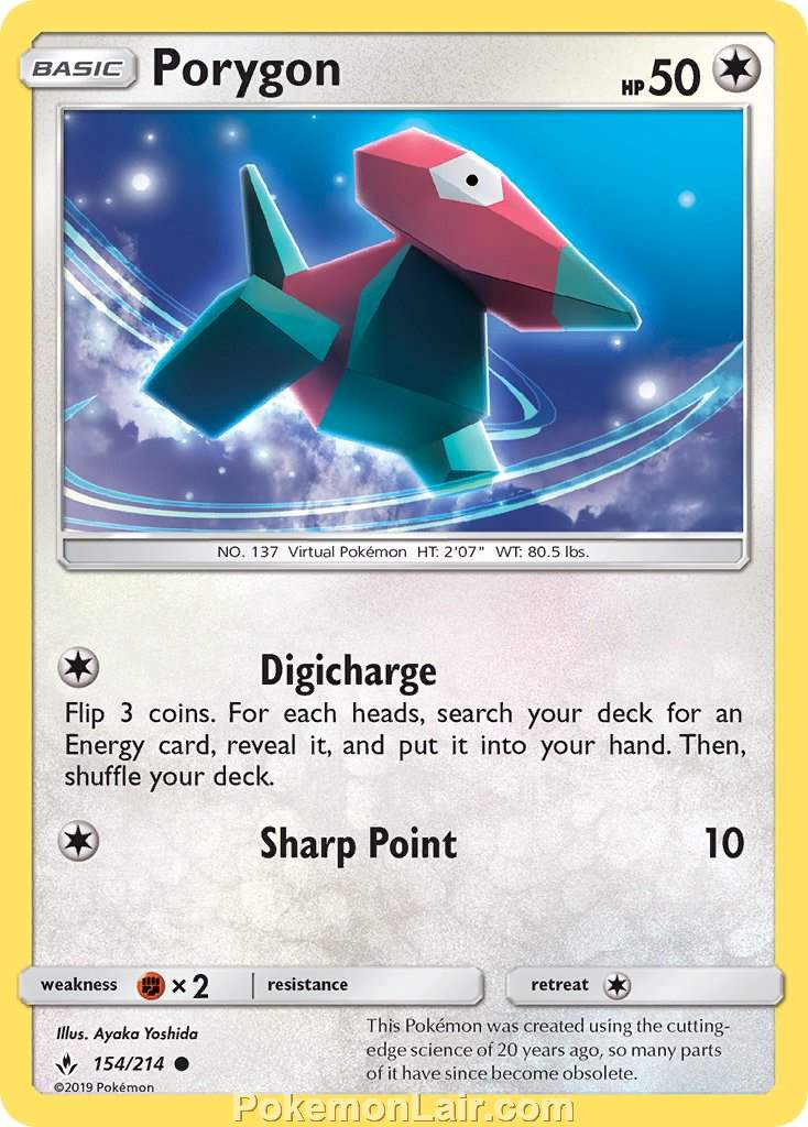 2019 Pokemon Trading Card Game Unbroken Bonds Price List – 154 Porygon