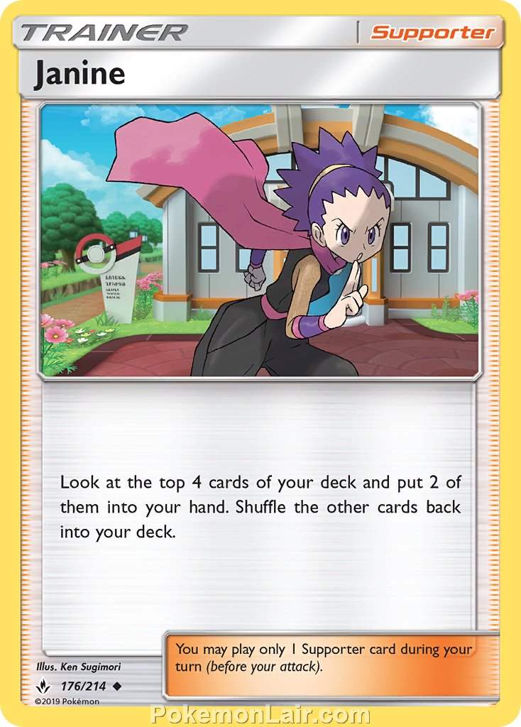 2019 Pokemon Trading Card Game Unbroken Bonds Price List – 176 Janine