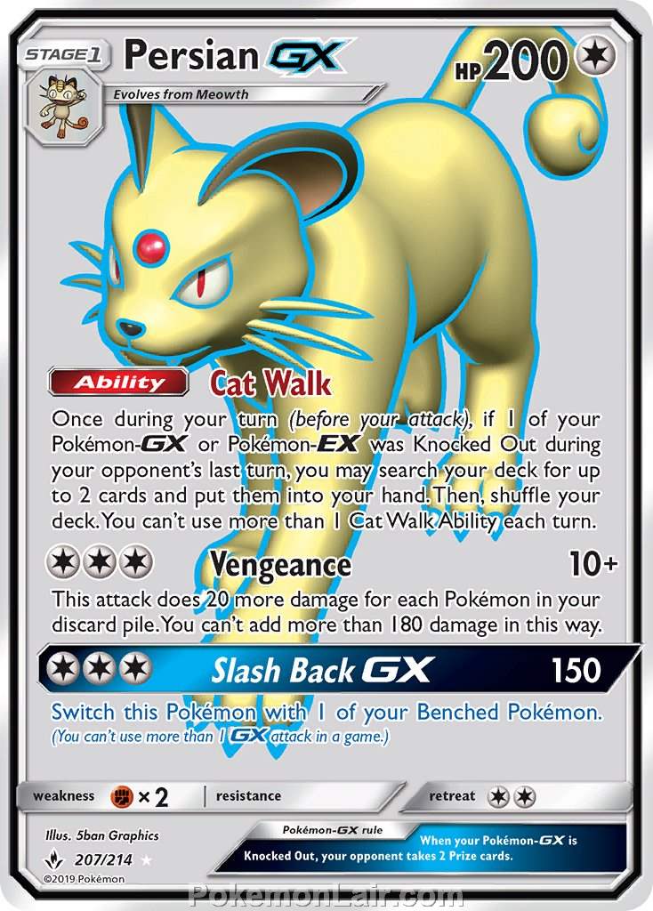 2019 Pokemon Trading Card Game Unbroken Bonds Price List – 207 Persian GX