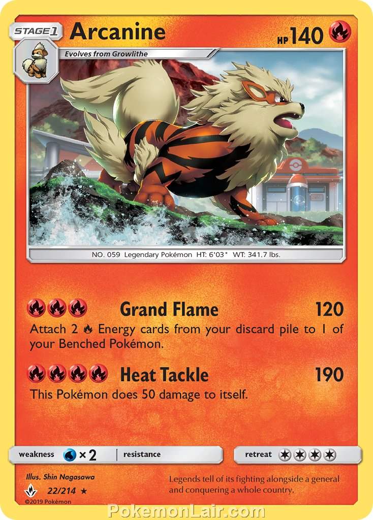 2019 Pokemon Trading Card Game Unbroken Bonds Price List – 22 Arcanine