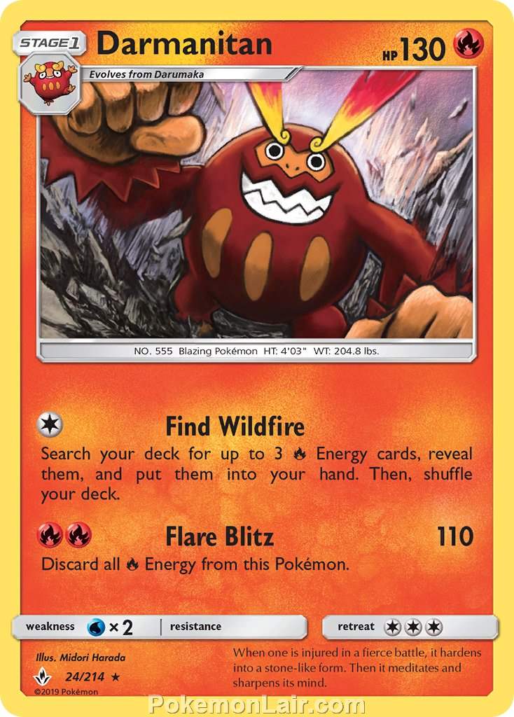 2019 Pokemon Trading Card Game Unbroken Bonds Price List – 24 Darmanitan