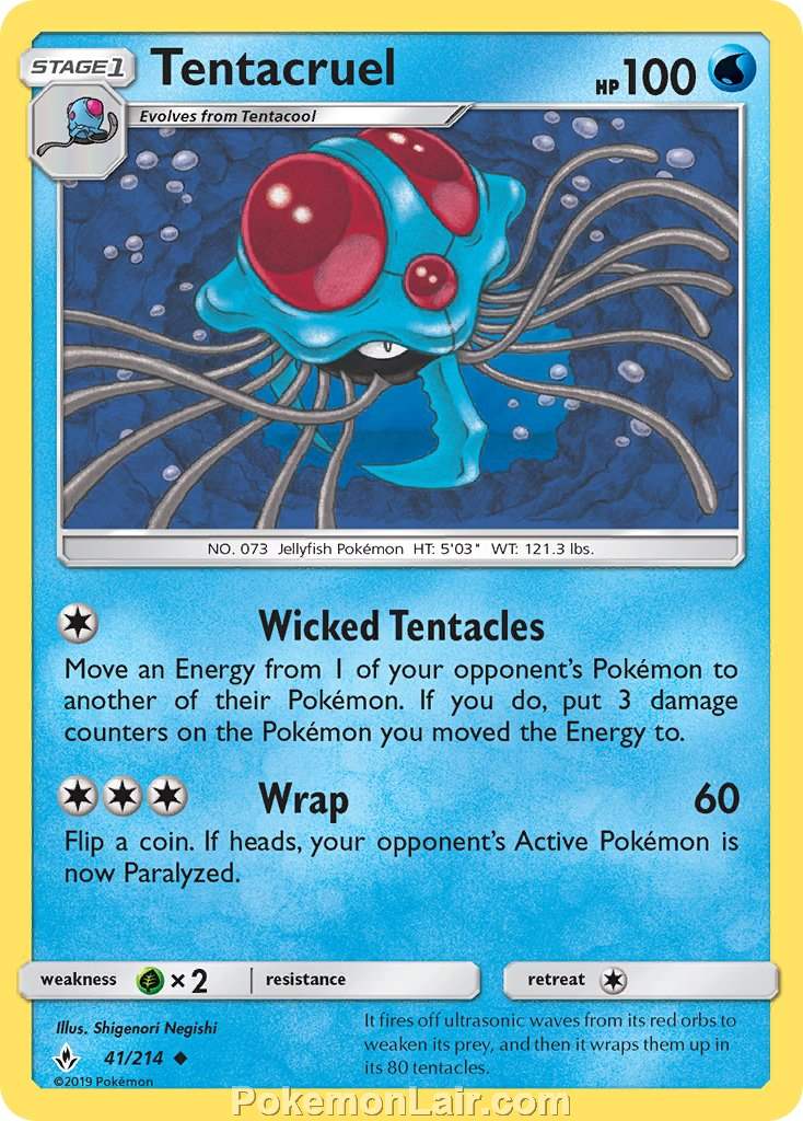 2019 Pokemon Trading Card Game Unbroken Bonds Price List – 41 Tentacruel