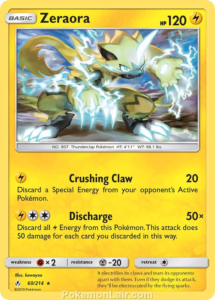 2019 Pokemon Trading Card Game Unbroken Bonds Price List – 60 Zeraora