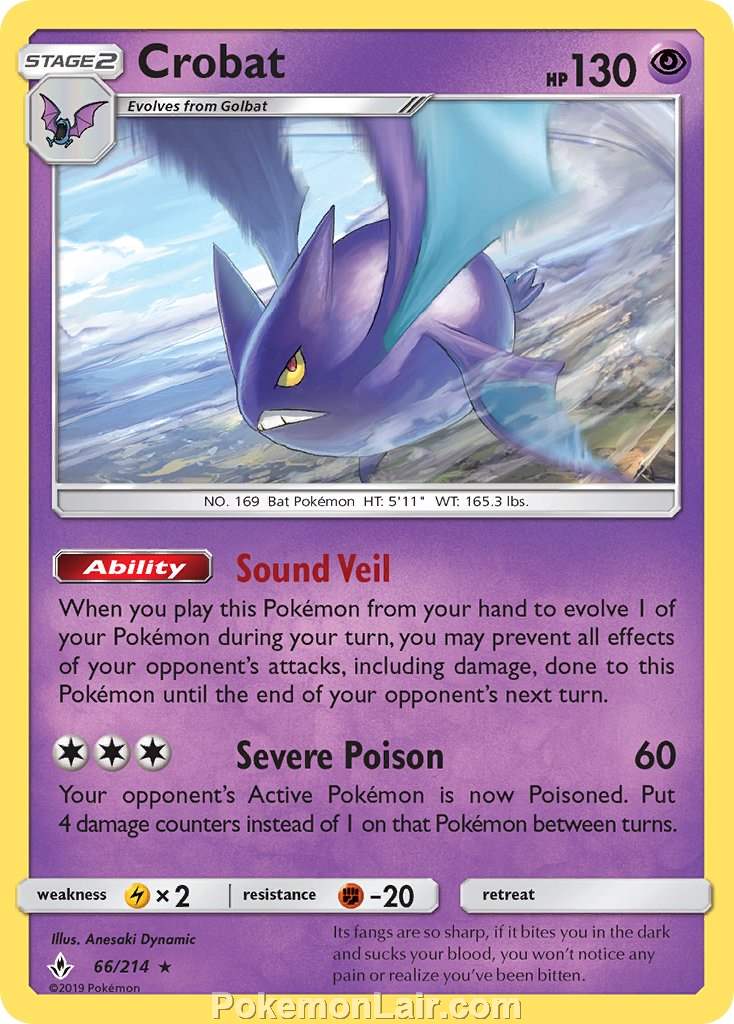 2019 Pokemon Trading Card Game Unbroken Bonds Price List – 66 Crobat