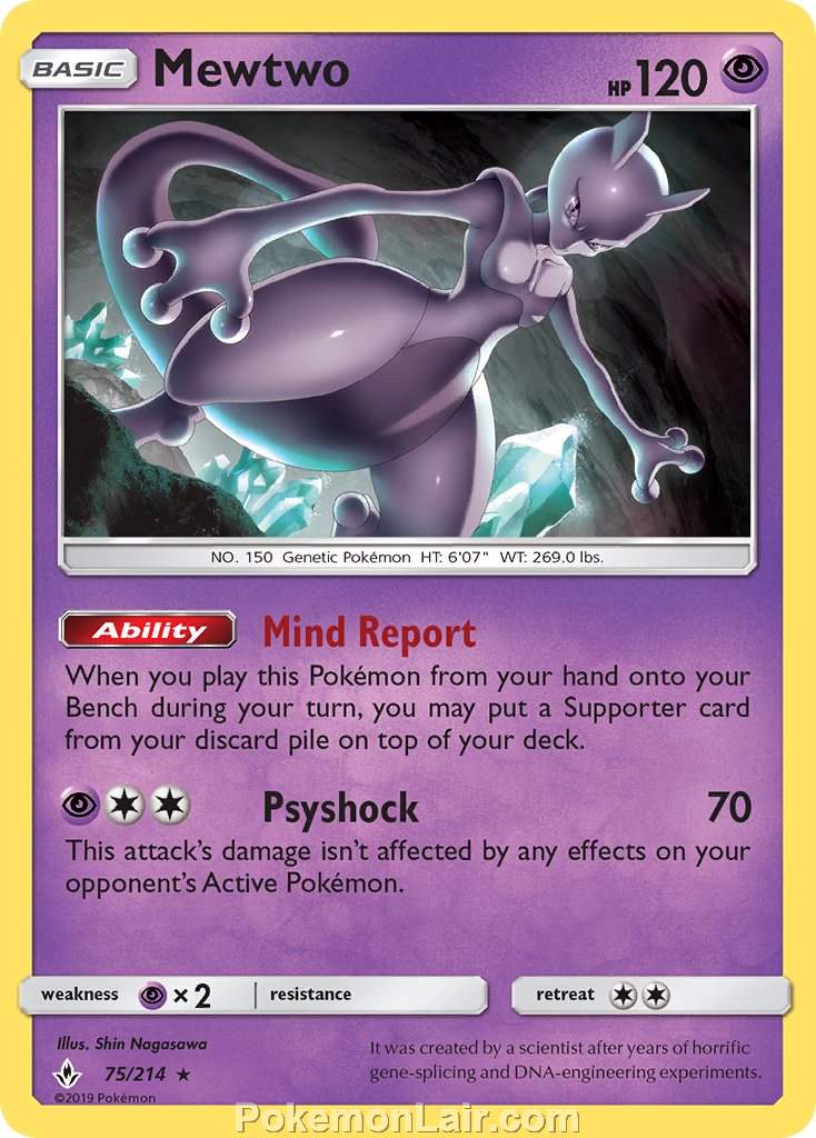 2019 Pokemon Trading Card Game Unbroken Bonds Price List – 75 Mewtwo