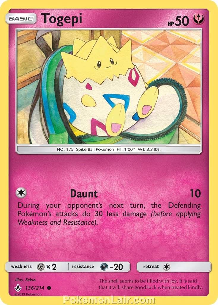 2019 Pokemon Trading Card Game Unbroken Bonds Set – 136 Togepi