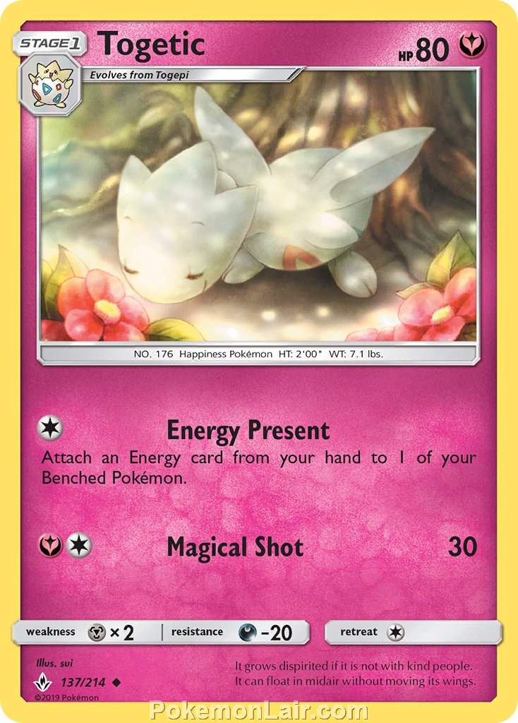 2019 Pokemon Trading Card Game Unbroken Bonds Set – 137 Togetic