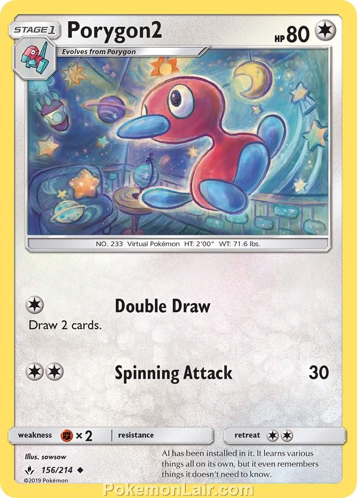 2019 Pokemon Trading Card Game Unbroken Bonds Set – 156 Porygon2