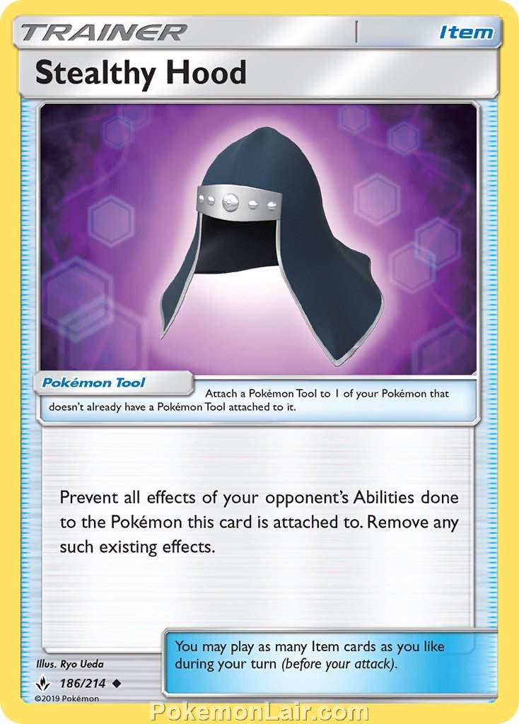 2019 Pokemon Trading Card Game Unbroken Bonds Set – 186 Stealthy Hood