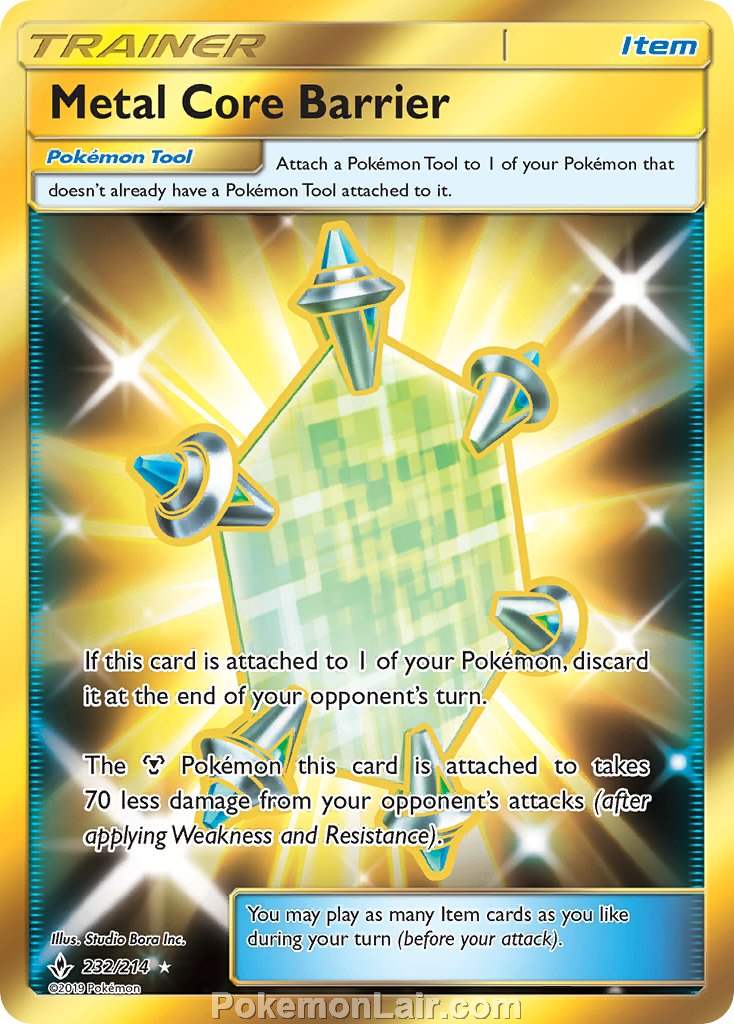 2019 Pokemon Trading Card Game Unbroken Bonds Set – 232 Metal Core Barrier