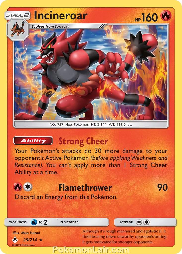 2019 Pokemon Trading Card Game Unbroken Bonds Set – 29 Incineroar