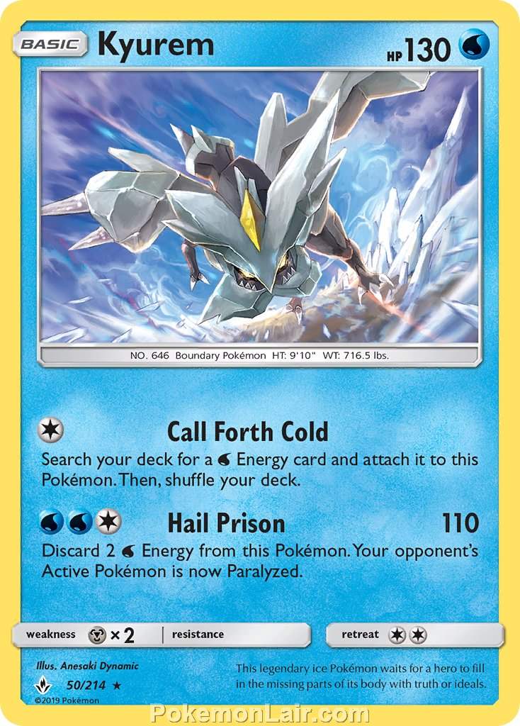 2019 Pokemon Trading Card Game Unbroken Bonds Set – 50 Kyurem