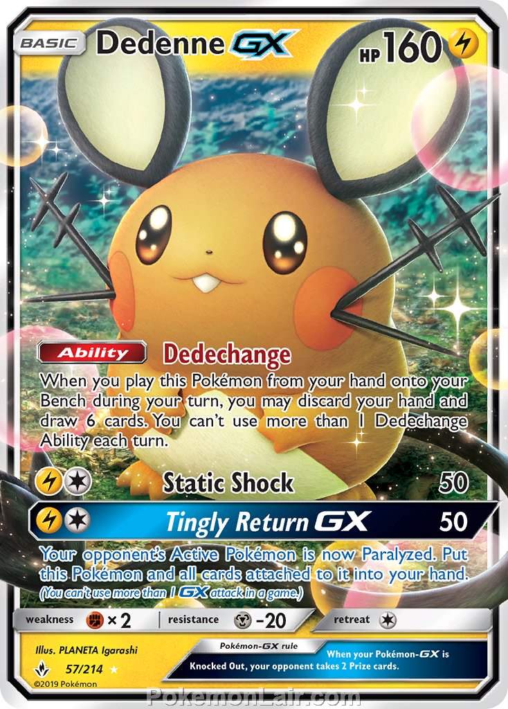 2019 Pokemon Trading Card Game Unbroken Bonds Set – 57 Dedenne GX