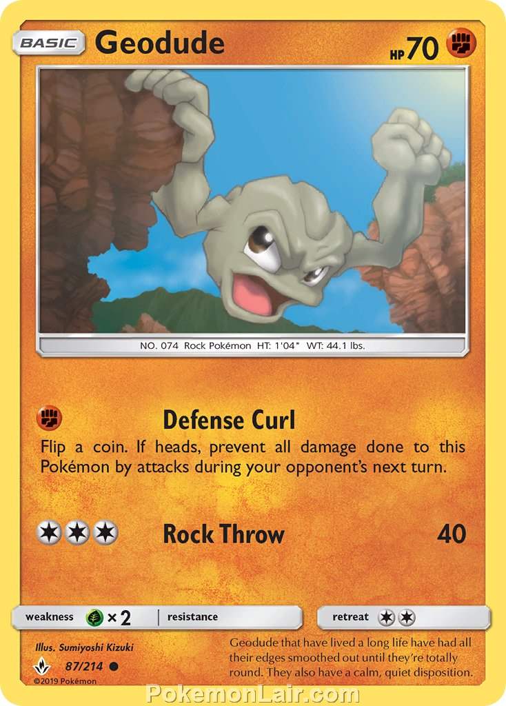 2019 Pokemon Trading Card Game Unbroken Bonds Set – 87 Geodude