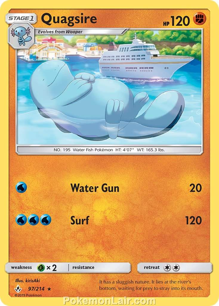 2019 Pokemon Trading Card Game Unbroken Bonds Set – 97 Quagsire