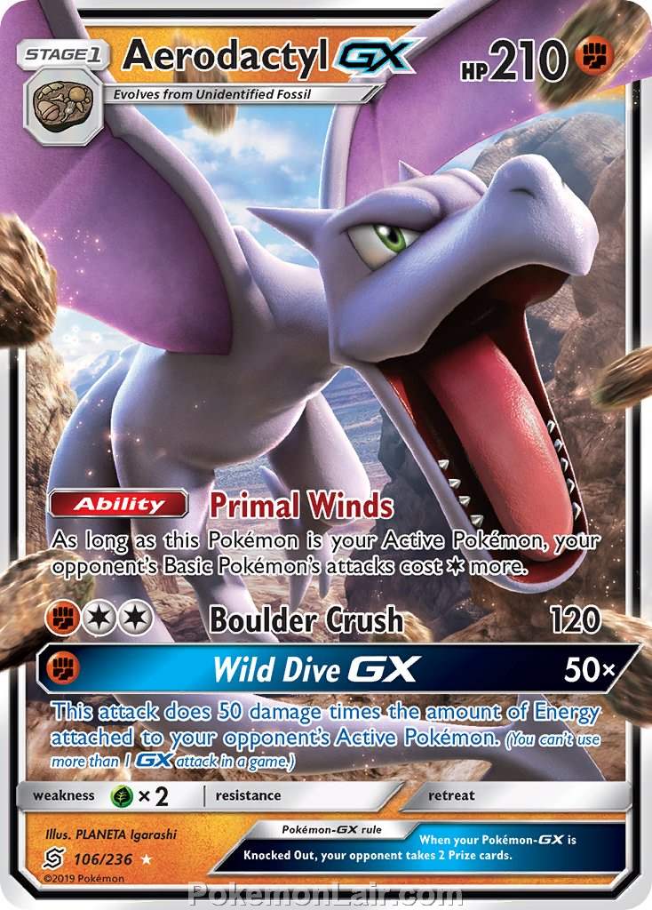 2019 Pokemon Trading Card Game Unified Minds Price List – 106 Aerodactyl GX