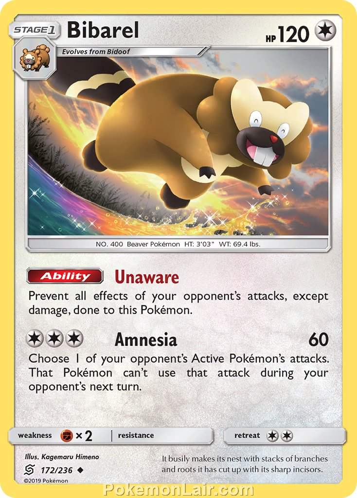 2019 Pokemon Trading Card Game Unified Minds Price List – 172 Bibarel