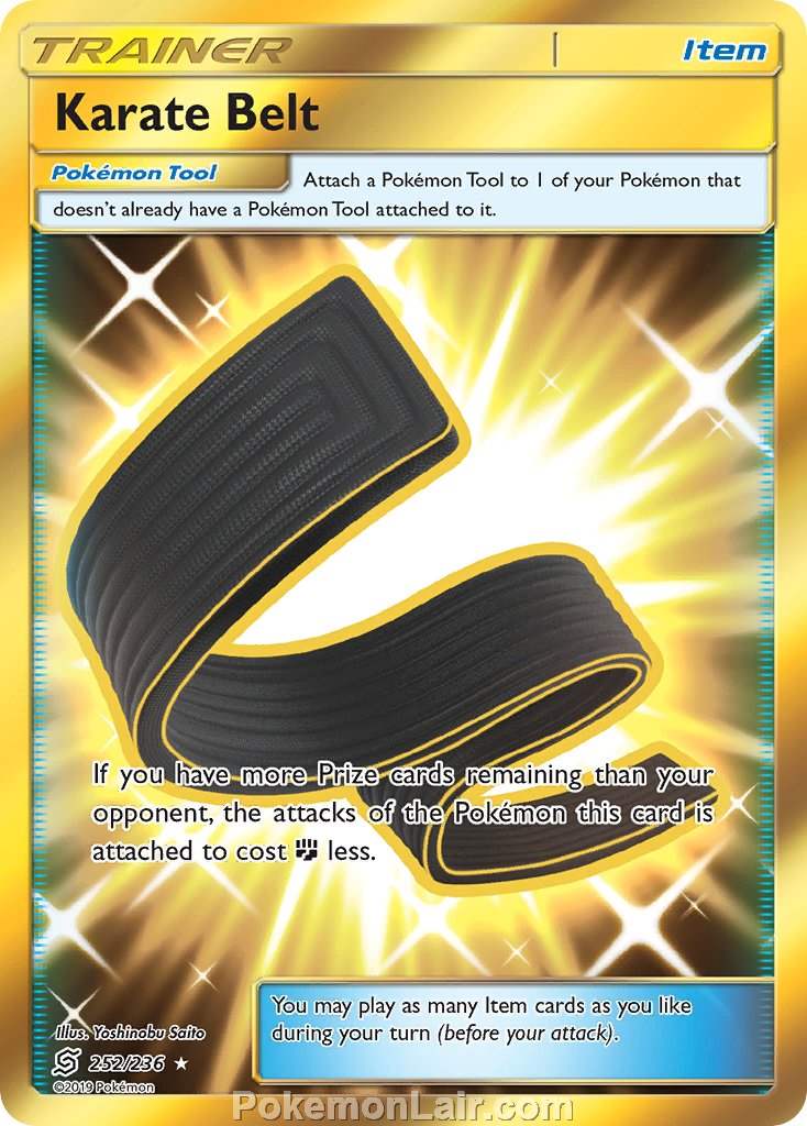 2019 Pokemon Trading Card Game Unified Minds Set – 252 Karate Belt