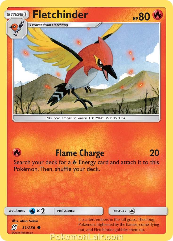 2019 Pokemon Trading Card Game Unified Minds Set – 31 Fletchinder