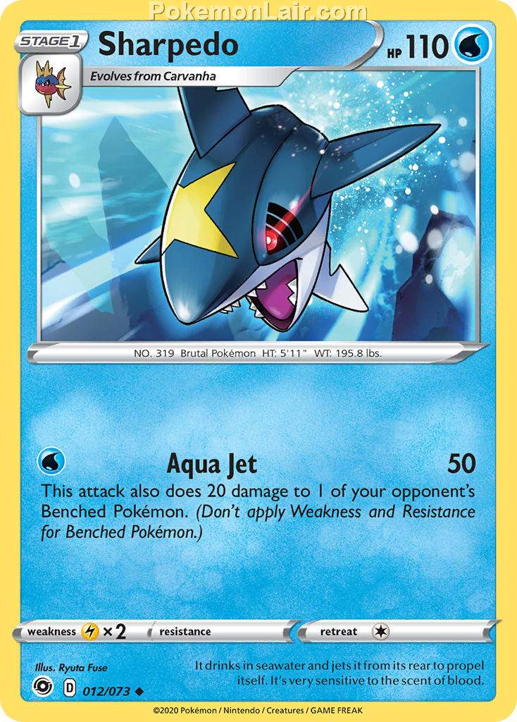 2020 Pokemon Trading Card Game Champions Path Set List 12 Sharpedo