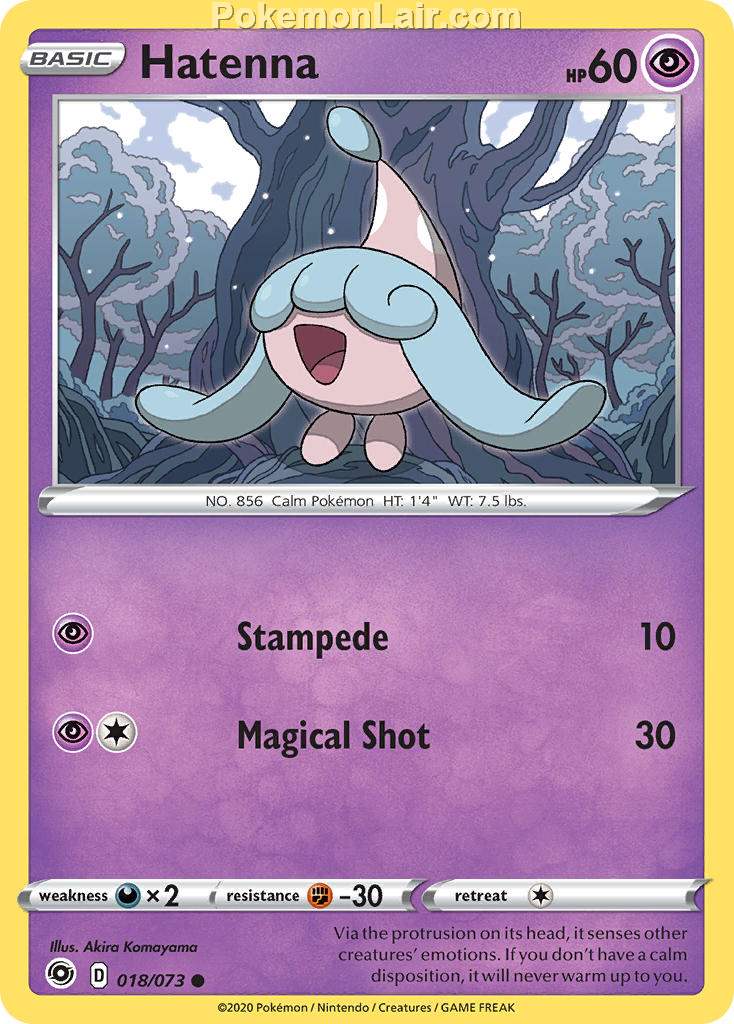 2020 Pokemon Trading Card Game Champions Path Set List 18 Hatenna