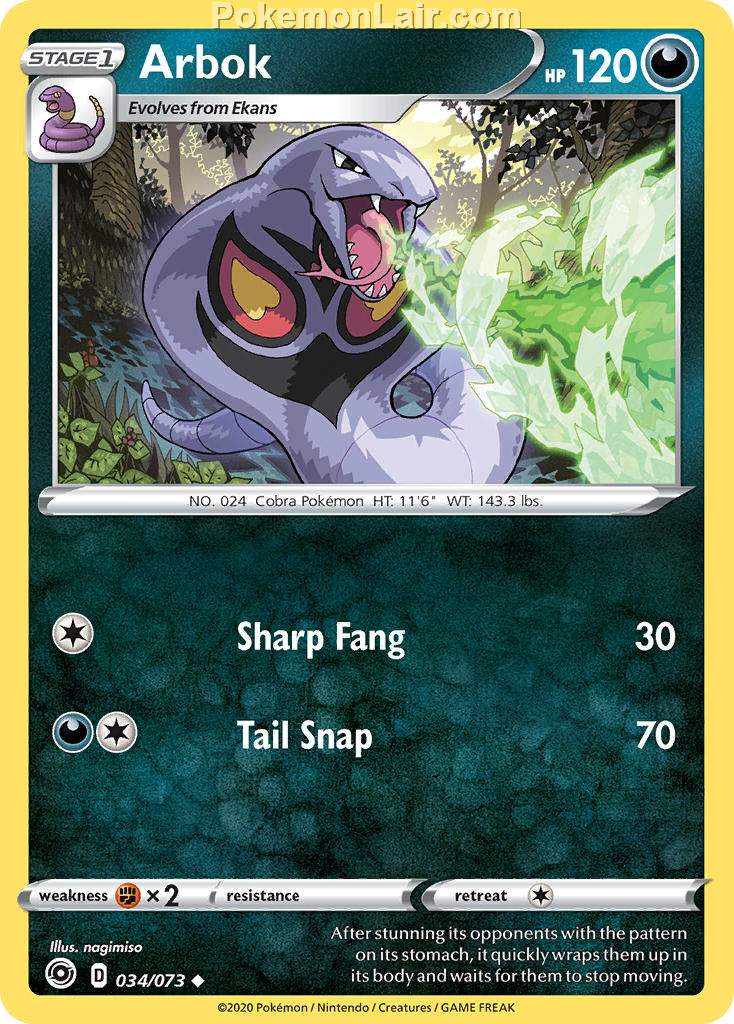 2020 Pokemon Trading Card Game Champions Path Set List 34 Arbok