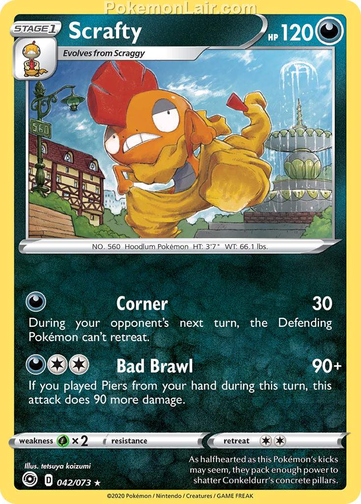 2020 Pokemon Trading Card Game Champions Path Set List 42 Scrafty