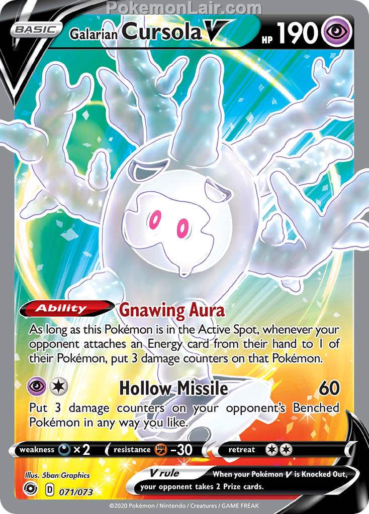 2020 Pokemon Trading Card Game Champions Path Set List 71 Galarian Cursola V