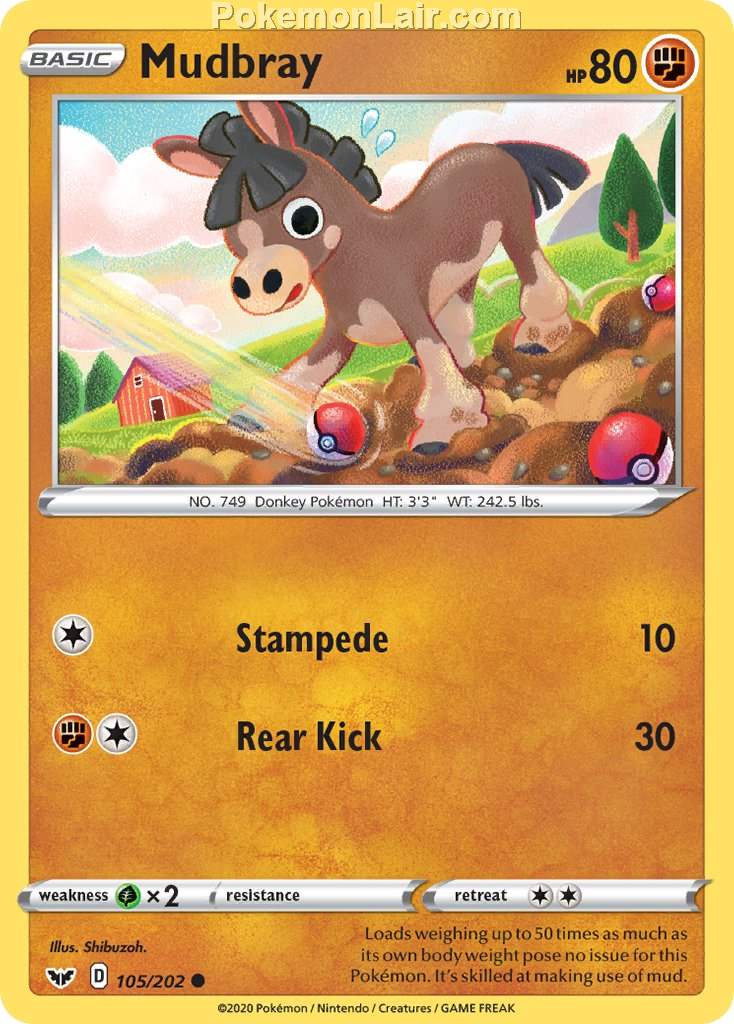 2020 Pokemon Trading Card Game Sword Shield 1st Price List – 105 Mudbray