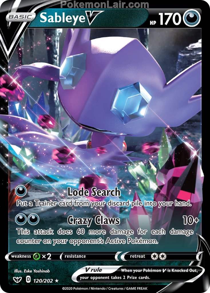 2020 Pokemon Trading Card Game Sword Shield 1st Price List – 120 Sableye V