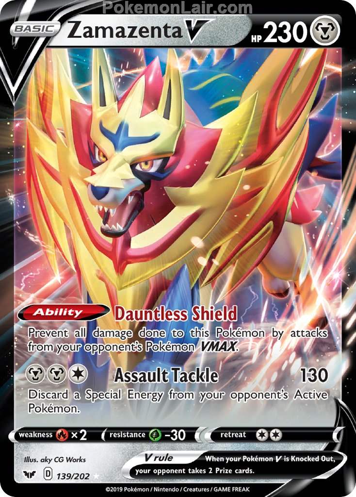 2020 Pokemon Trading Card Game Sword Shield 1st Price List – 139 Zamazenta V