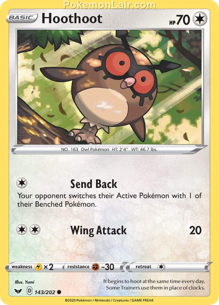 2020 Pokemon Trading Card Game Sword Shield 1st Price List – 143 Hoothoot