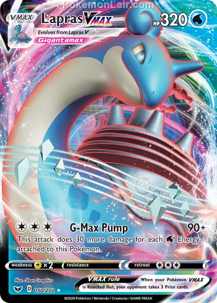 2020 Pokemon Trading Card Game Sword Shield 1st Price List – 50 Lapras VMAX