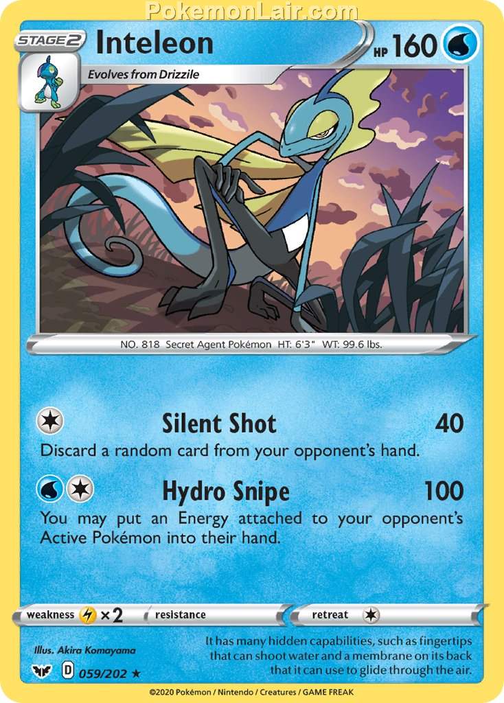 2020 Pokemon Trading Card Game Sword Shield 1st Price List – 59 Inteleon