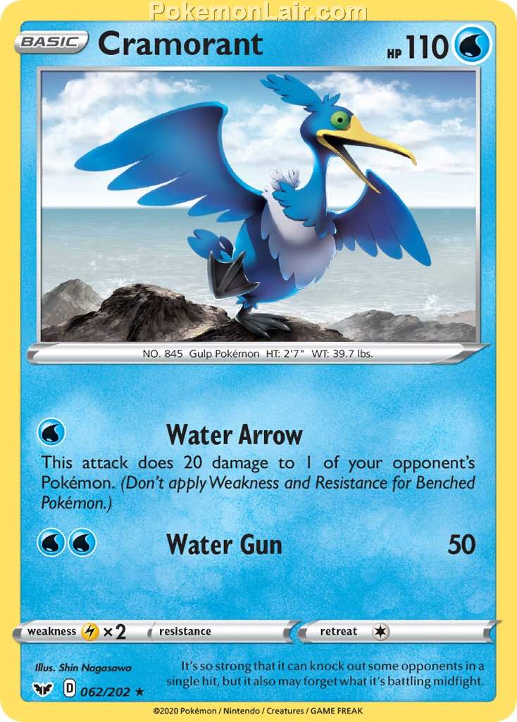 2020 Pokemon Trading Card Game Sword Shield 1st Set List – 62 Cramorant