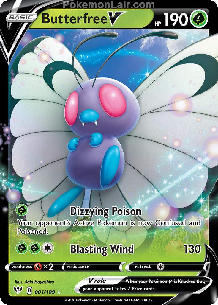 2020 Pokemon Trading Card Game Sword Shield – Darkness Ablaze Price List – 1 Butterfree V