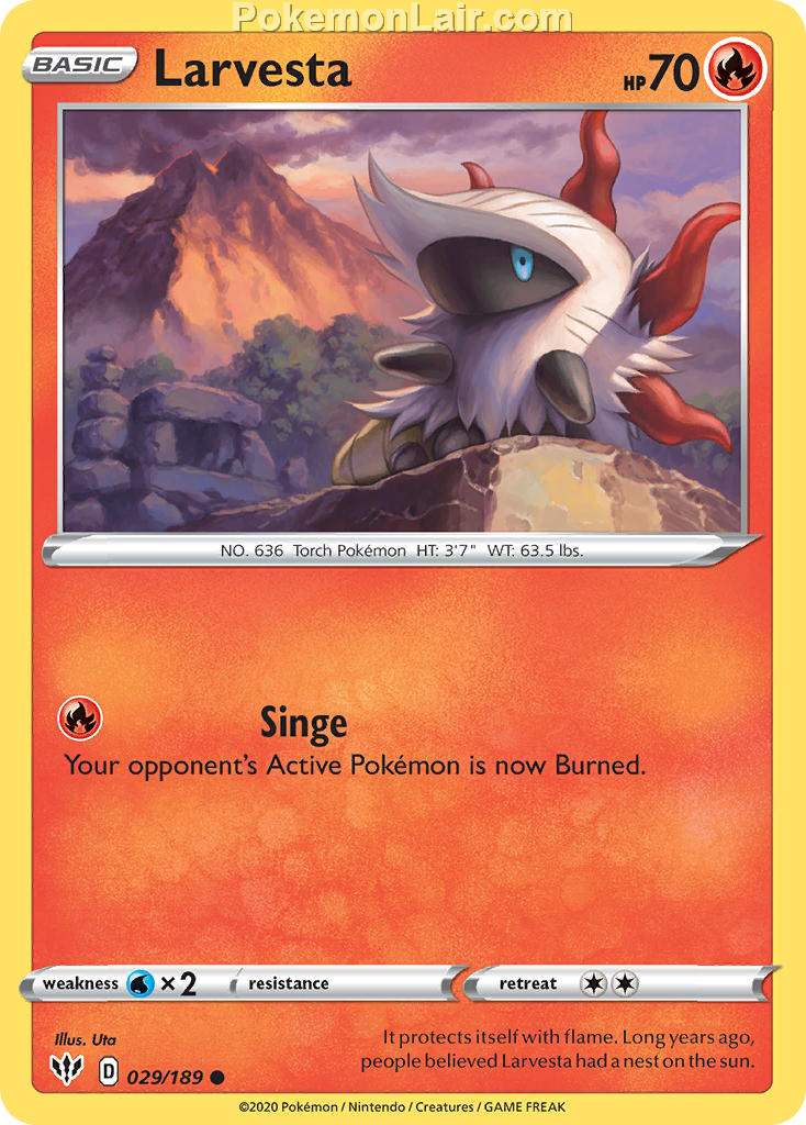 2020 Pokemon Trading Card Game Sword Shield – Darkness Ablaze Price List – 29 Larvesta