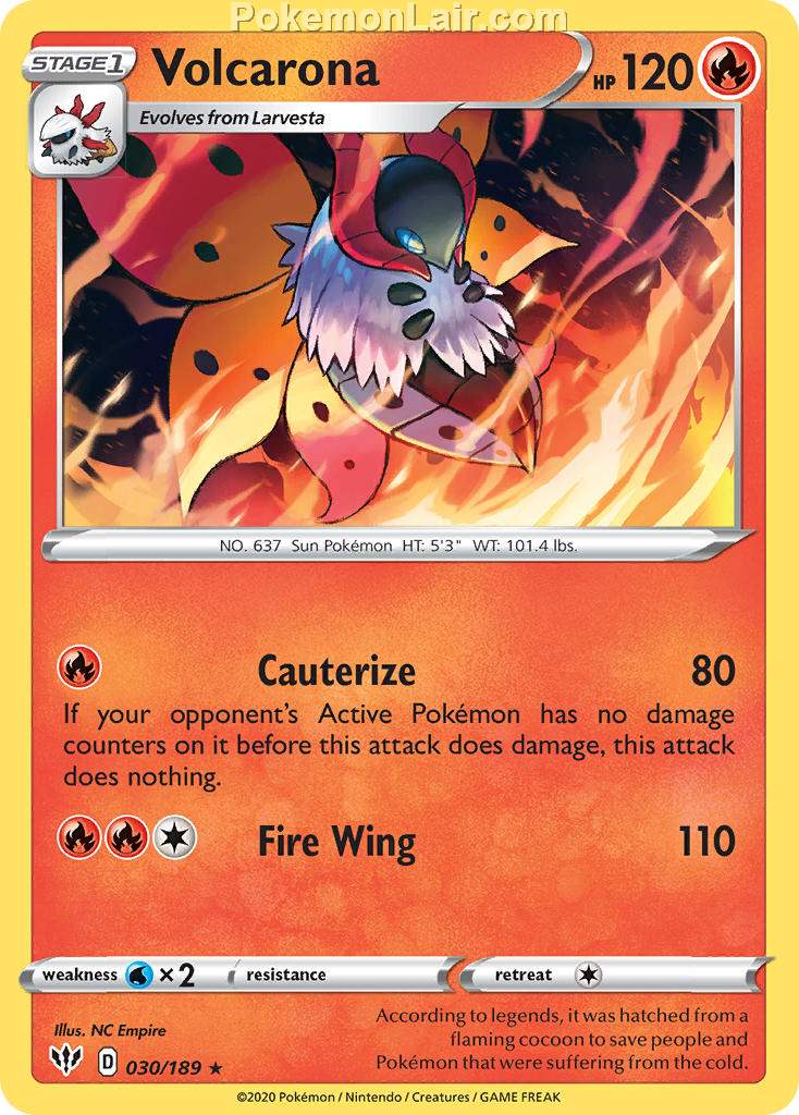 2020 Pokemon Trading Card Game Sword Shield – Darkness Ablaze Price List – 30 Volcarona