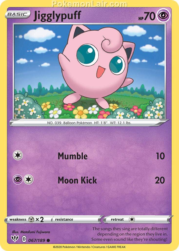 2020 Pokemon Trading Card Game Sword Shield – Darkness Ablaze Price List – 67 Jigglypuff